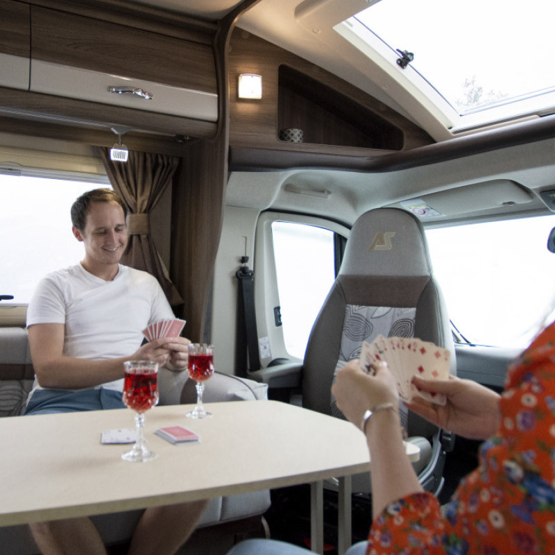 Playing cards in a motorhome