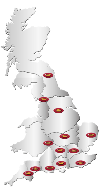 Map showing 13 dealers