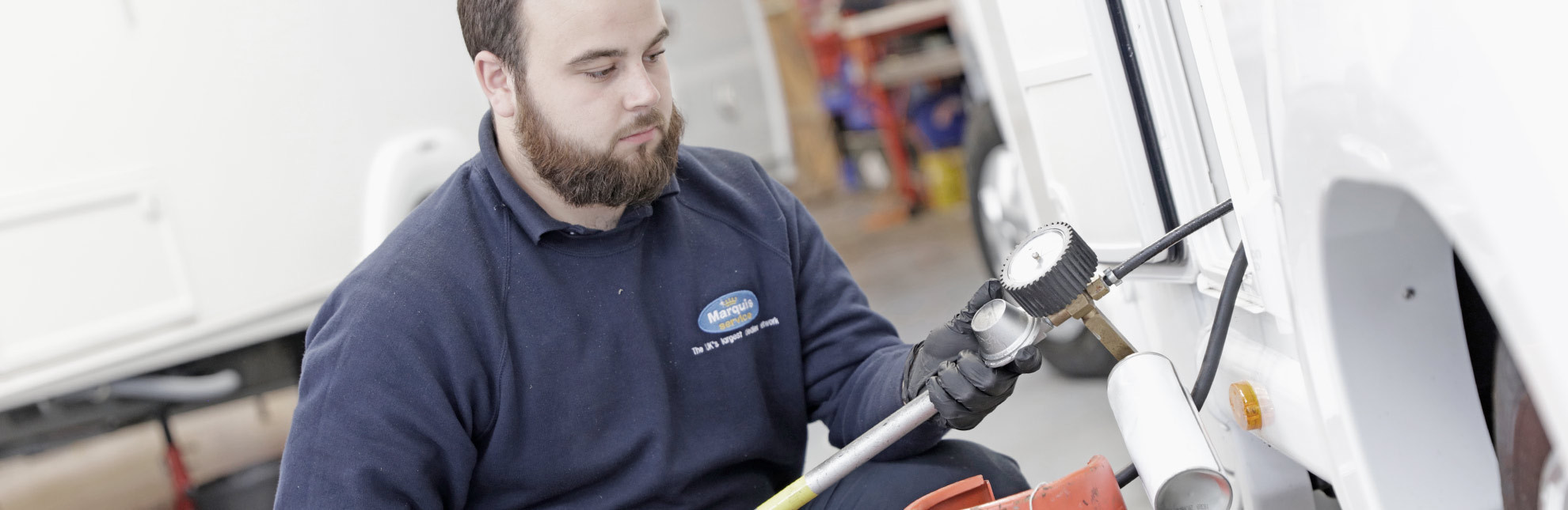 Man carrying out gas test