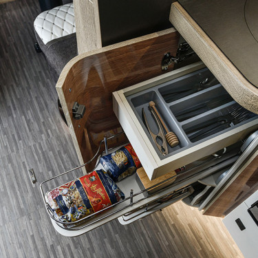 K Yacht 59 Slide out kitchen storage